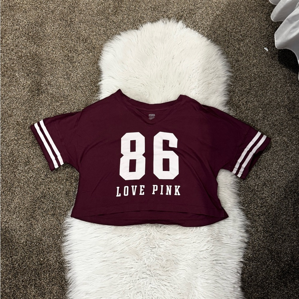 PINK Victoria's Secret Maroon Love Pink Tee